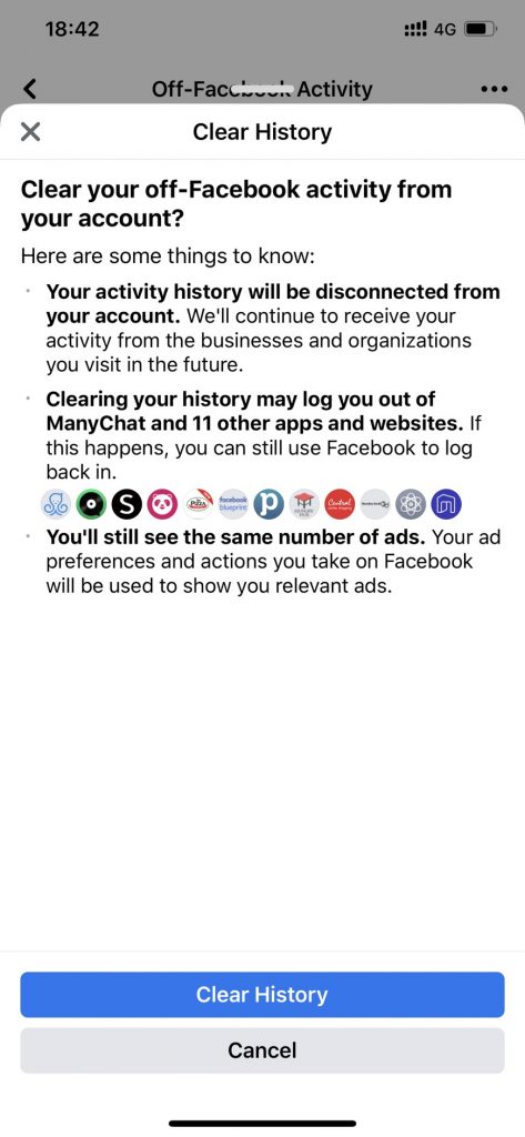 Off Facebook Activity กิจกรรมภายนอกเฟซบุ๊ก Clear History ลบข้อมูล
